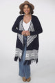 Amos Cardigan - Open Front Cardigan with Tassel Hem in Navy