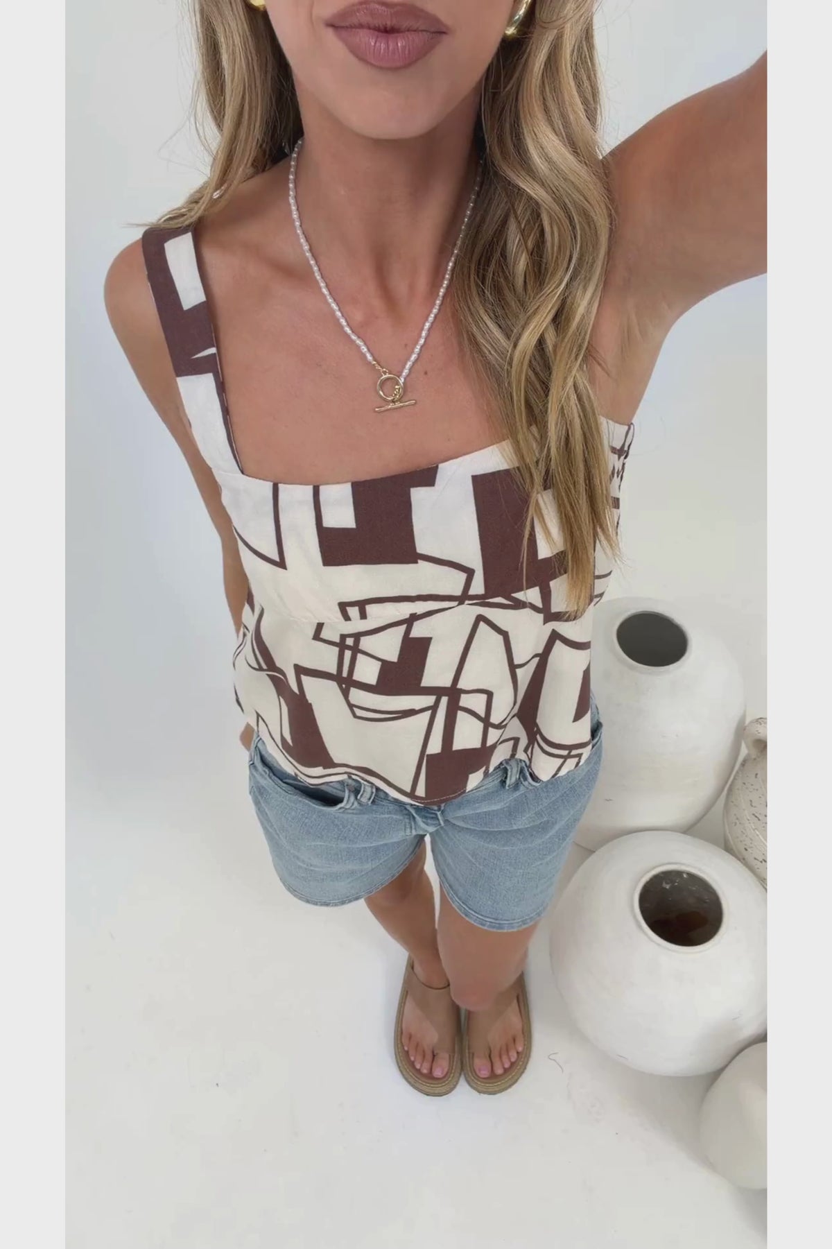 Umiko Cami - Thick Strap Boxy Cami in Como Print