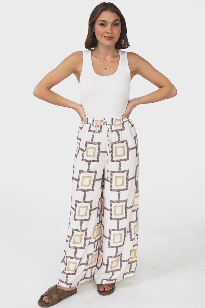 Cove Pants - Elasticated High Waisted Wide Leg Pants in Leo Print