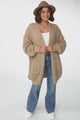 Ricki Cardigan - Open Front Chunky Knit Cardigan in Camel