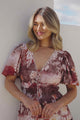 Elahe Maxi Dress - V Neck Tiered A-Line Dress with Puff Sleeves in Ashara Print