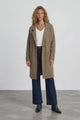 Keagan Cardigan - Folded Lapel Collar Coatigan with Pockets in Mocha