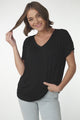 Rose T-Shirt - Relaxed Tee with Bust Pocket Detail in Black