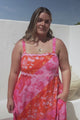Bionda Midi Dress - Ric Rac Spliced Sun Dress with Adjustable Straps in Clavelle Print Pink