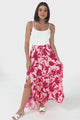 Hellen Maxi Skirt - High Waisted Skirt with Front Splits in Patty Print Pink