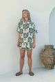 Mirian Button Up Shirt And Shorts Set - Layah Print in Green