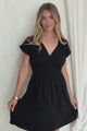 Torin Mini Dress - Flattering V-Neck A-Line Mini with Cinched Waist in Black