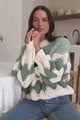 Eleanora Jumper - Crew Neck Bubble Sleeve Stripe Knit Jumper in Green