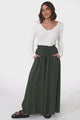 Charli Pants - Paper Bag High Waisted Wide Leg Pants in Olive