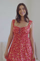 Nyra Midi Dress - Thick Strap Tie at Neckline A-Line Sun Dress in Maevi Print