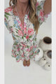 Yasmina Mini Dress - Split V Neckline Tiered Dress with Matching Waist Tie in Oleandra Print
