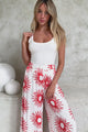 Channing Pants - High Waisted Wide-Leg Pants with Pockets in Solar Print Red