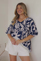 Amalia Blouse - V-Neck Smock Top with Balloon Sleeves in Moonshadow Print