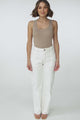 Chakra Cargo Pants - Contrast Stitching Straight Leg Cargo Jean in White