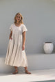 Allegra Midi Dress - Relaxed Asymmetric Tiered Linen Smock Dress in Oat