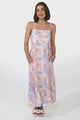 Amara Midi Dress - Asjustable Strap Sun Dress with Pockets in Hoku Print Pastel