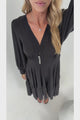 Kella Midi Dress - V Neck Long Sleeve A Line Tiered Dress in Black