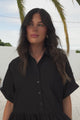Estelle Mini Dress - Collared Tiered Smock Dress in Black