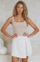 Pietra Skorts - Front Wrap with Tie and Shorts with Pockets in White