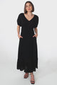 Marin Maxi Dress - Hollow-Out Lace Detailed Empire Waist Line Dress in Black