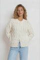 Aspen Cardigan - Crew Neck Button Front Short Polo Knit in Cream