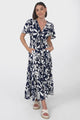 Adhira Maxi Dress - Buttoned Bodice A Line Dress With Flute Sleeves In Anvi Print