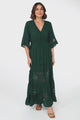 Kaely Maxi Dress - Delicate Lace Panel Detailed A Line Dress in Emerald