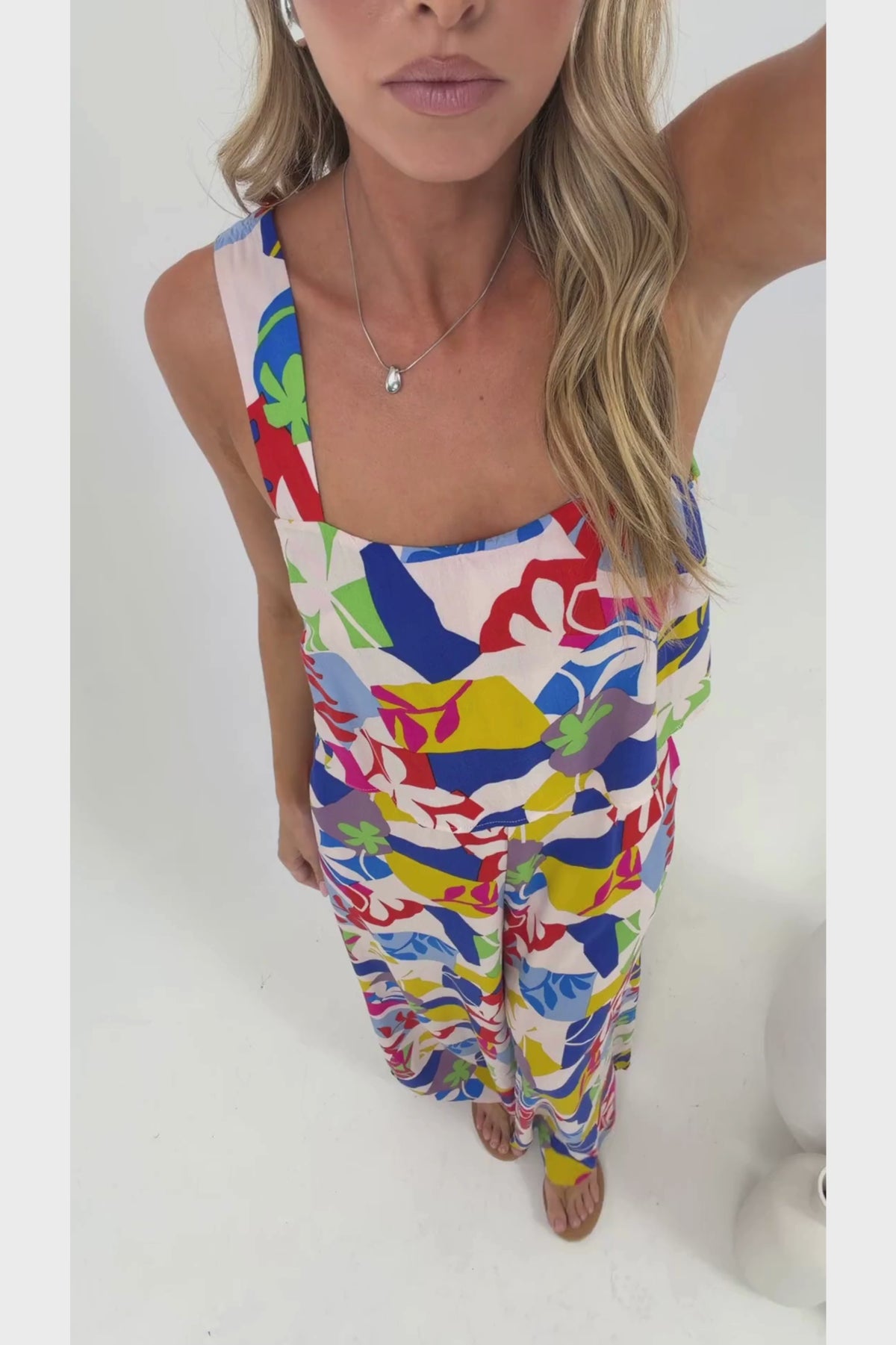 True Jumpsuit - Square Neckline Overall Jumpsuit in Annika Print