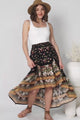 JAASE - Dew Drop Skirt: Elasticated Waist High Low Skirt in Eternity Print