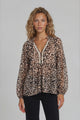 Simona Top - Mandarin Collar Buttoned Bodice Sheer Pull Over with Lace Detail in Rion Print