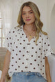 Yohanna Blouse - Collared Button Down in Pacey Spot Coffee