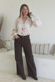 Faye Blouse - Mandarin Collar Balloon Sleeve Button Down Shirt in Sheree Print