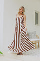 Elianna Maxi Dress - Scoop Neck A Line Dress with Waist Tie in Raiden Stripe