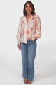 Lucy Blouse - Delicate Splicing and Trim Detailed Button Down Shirt in Helena Print Pink