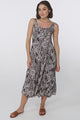 Truely Midi Dress - Scoop Neck Sun Dress with Adjustable Straps in Scala Print Black