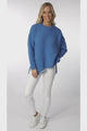 Sammy Jumper - Crew Neck Ribbed Shark Bite Hemline Jumper in Blue