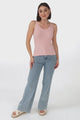 Ava Cami - Soft V Neck Ribbed Cami in Blush