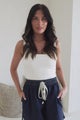 Aydar Denim Shorts - High Waisted Scoop Hemline Shorts in Dark Denim