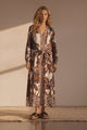 Abbey Maxi Dress - V Neck Long Sleeve Button Down with Pockets and Belt in Samara Print