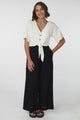 Lanara Top - Button Front Tie Up Top in White