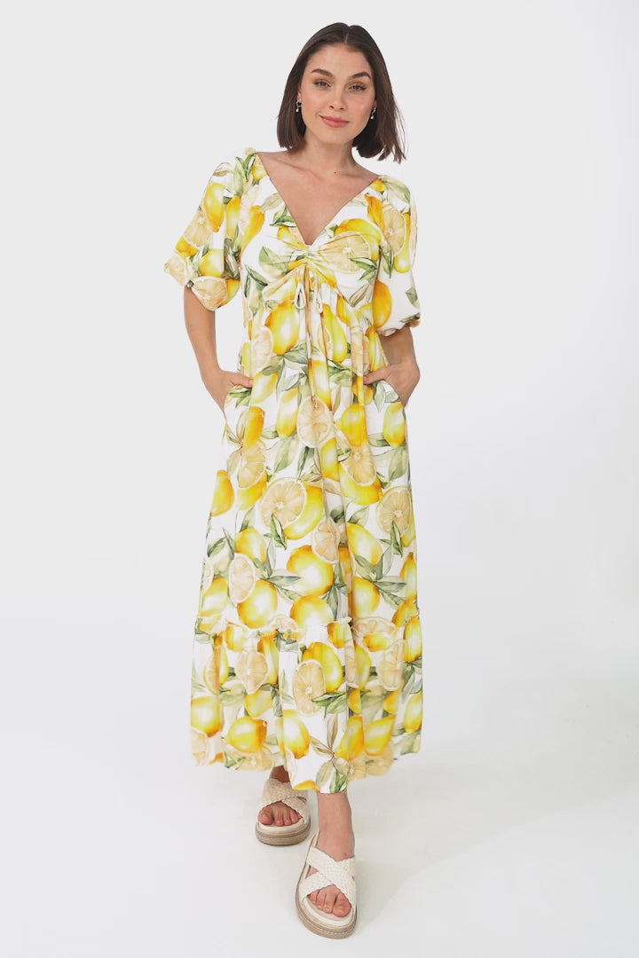 Aadrika Maxi Dress - On Or Off Shoulder Shirred Back in Sicily Print