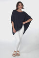 Garcia Top - Free-Size Drape Batwing Sleeve Top in Navy