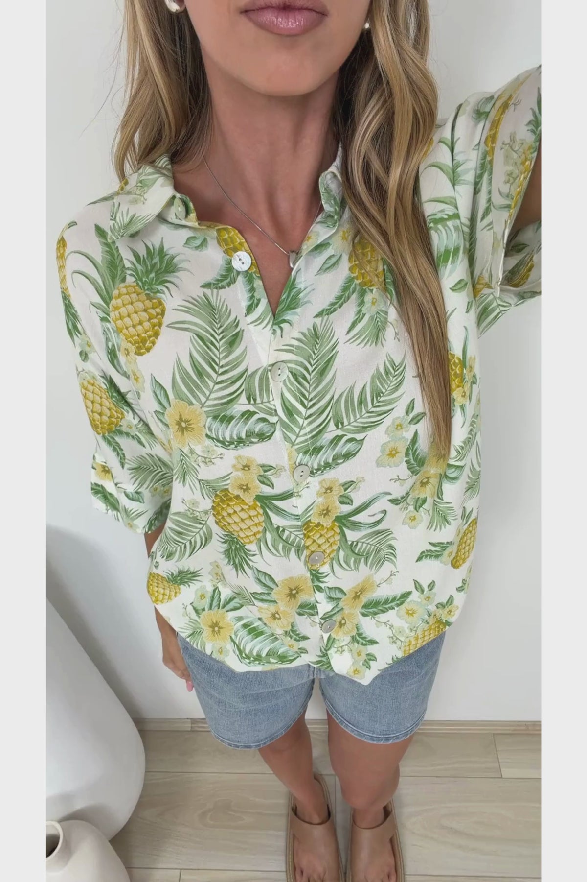 Marilla Shirt - Collared Button Down with High Low Scoop Hem in Anara Print