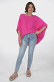 Garcia Top - Free-Size Drape Batwing Sleeve Top in Fuschia