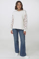 Carley Jumper - Crew Neck Lace Sleeve Knit in White