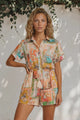 Jarah Playsuit - Collared Button Down to Waist with Tie Playsuit in Iluka Print