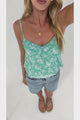 Annika Top - Soft V Neckline Adjustable Strap Cami in Cyana Print