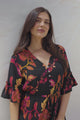 Kyra Mini Dress - Tiered V-Neck Dress with Pull Tie Waist in Valerie Print