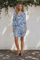Cadell Mini Dress - Mandarin Collar Buttoned Down Dress in Maison Print