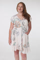 Lizzie Mini Dress - Butterfly Cap Sleeve Button Down Dress with Pockets in Blooming Bouquet Print